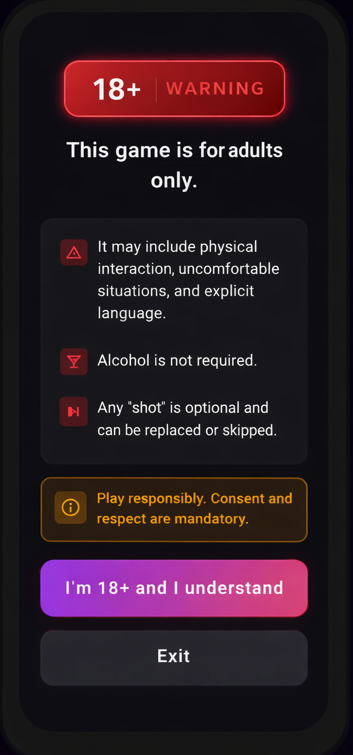 18+ Warning Screen